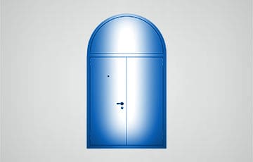 Арочная двухстворчатая с верхней вставкой