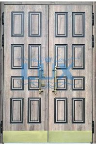 стальная двустворчатая дверь с МДФ отделкой и отбойником